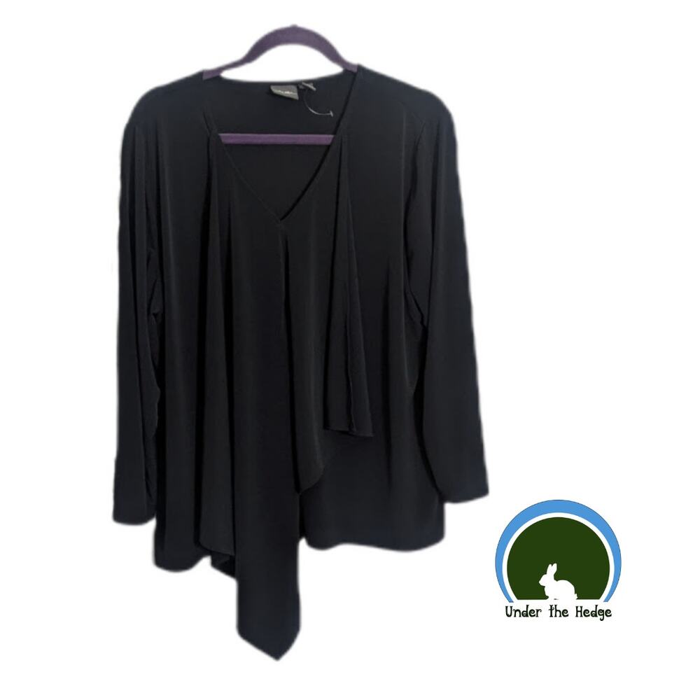 NWoT Chicos Travelers Black Layered Asymmetrical Top Size 3 XL Minimalist P1